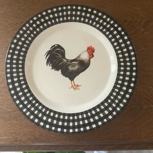 Cracker Barrel Black and White Rooster Plate
